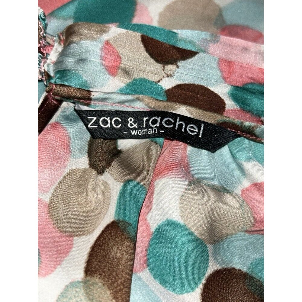 Zac & Rachel Sz PLUS 3X Pink Taupe Dappled Dots Sleeveless Blouse Tunic EUC - Picture 7 of 9